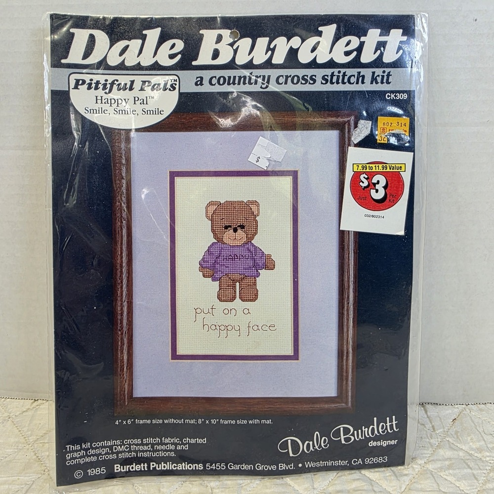 Dale Burdett Pitiful Pals CK309 Happy Pal Teddy Bear Cross Stitch Kit
